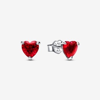 Pendientes de Botón Corazón Rojo