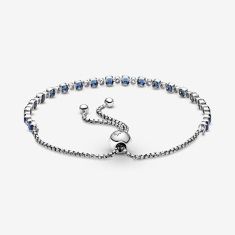 Pulsera Brillos Azules y Transparentes Cierre Deslizante