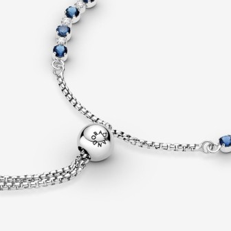 Pulsera Brillos Azules y Transparentes Cierre Deslizante