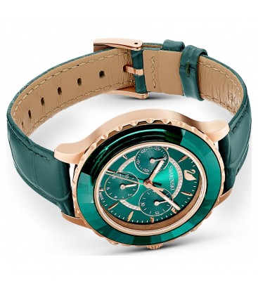Reloj Octea Lux Chrono Fabricado en Suiza, Correa de piel, Verde, Acabado tono oro rosa