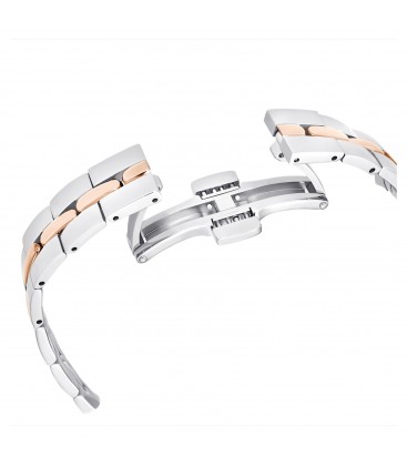 Reloj Cosmopolitan Fabricado en Suiza, Brazalete de metal, Blanco, Combinación de acabados metálicos
