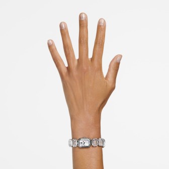 Reloj Pulsera de talla octogonal, Blanco, Acero inoxidable