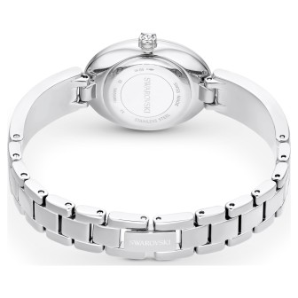 Reloj Crystal Rock Oval Fabricado en Suiza, Brazalete de metal, Tono plateado, Acero inoxidable
