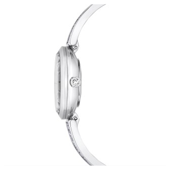 Reloj Crystal Rock Oval Fabricado en Suiza, Brazalete de metal, Tono plateado, Acero inoxidable