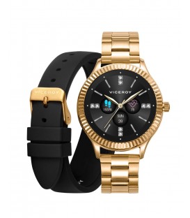 Smartwatch de mujer SmartPro de acero Ip dorado con correa de silicona adicional