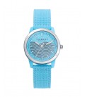 Reloj de mujer Ecosolar con caja de plástico reciclado y correa azul de nylon