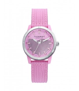 Reloj de mujer Ecosolar con caja de plástico reciclado y correa rosa de nylon