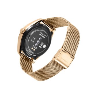 Reloj Smart Mujer caja y malla milanesa de acero en Ip dorado
