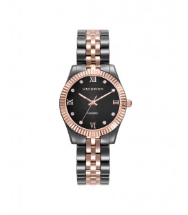 Reloj de Mujer Chic caja y brazalete de cerámica y acero Ip rosa