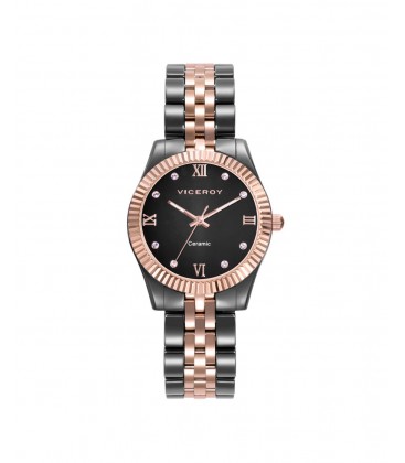 Reloj de Mujer Chic caja y brazalete de cerámica y acero Ip rosa