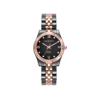 Reloj de Mujer Chic caja y brazalete de cerámica y acero Ip rosa