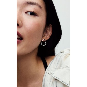 Pendientes de botón Corazón de Frente