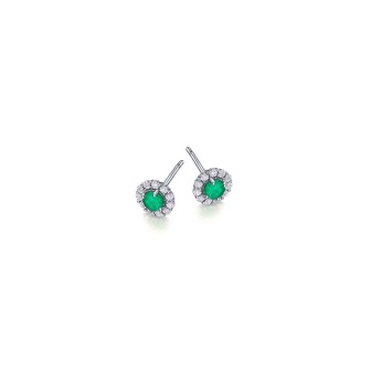 PENDIENTES LECARRE GLORY ORO BLANCO ESMERALDAS DIAMANTES