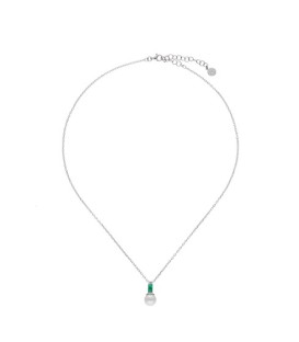 Collar Selene plata con perla y circonita verde esmeralda