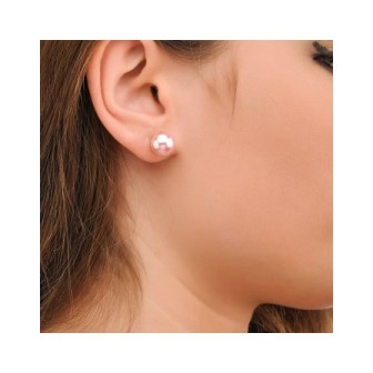 PENDIENTES LYRA PLATA PERLA ROSA 10MM