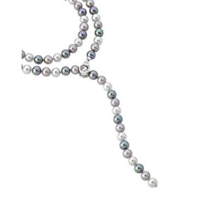 COLLAR LYRA PLATA CON PERLAS MULTICOLOR