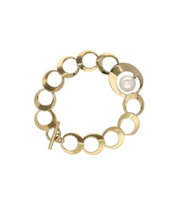 Pulsera dorada Petra encadenada con perla blanca