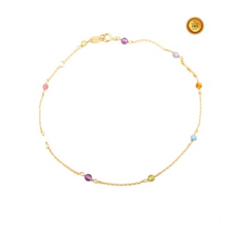 TOBILLERA EN ORO Y CIRCONITAS DE COLORES