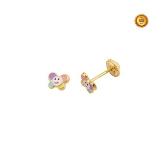 PENDIENTE MARIPOSA EN ORO Y ESMALTE