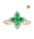 ROUND EMERALD AND PEAR DIAMOND RING