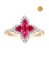 ROUND RUBY AND PEAR RING WITH DIAMONDS