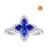 ROUND BLUE SAPPHIRE AND PEAR RING WITH DIAMONDS