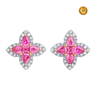 PENDIENTES ZAFIRO ROSA RODONDO Y PERA