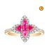 ROUND PINK SAPPHIRE AND PEAR RING WITH DIAMONDS