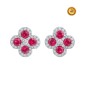 PENDIENTES TREBOL CON RUBÍ Y DIAMANTES