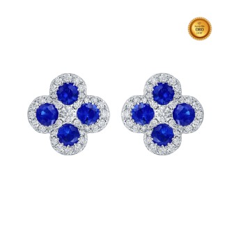 BLUE SAPPHIRE AND DIAMOND CLOVER EARRINGS