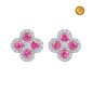 PENDIENTES TREBOL CON ZAFIRO ROSA Y DIAMANTES PENDIENTES TREBOL CON ZAFIRO ROSA Y DIAMANTES