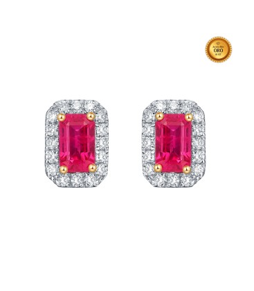 RECTANGULAR PENDANTS IN RUBY AND DIAMONDS