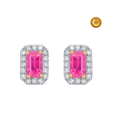 PENDIENTES ZAFIRO ROSA CON DIAMANTES