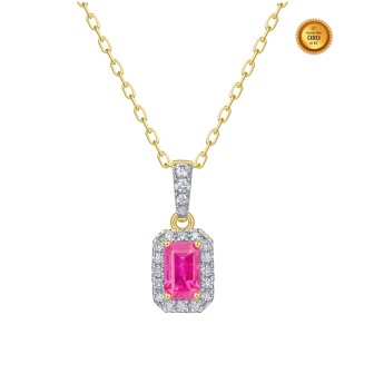 COLLAR ZAFIRO ROSA Y DIAMANTES