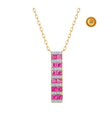 ELONGATED NECKLACE WITH PINK SAPPHIRES AND DIAMONDS