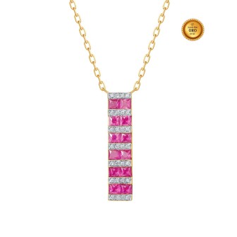 ELONGATED NECKLACE WITH PINK SAPPHIRES AND DIAMONDS