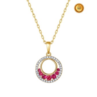 ROUND NECKLACE WITH RUBY AND DIAMONDS