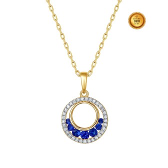 COLLAR REDONDO CON ZAFIROS AZULES Y DIAMANTES
