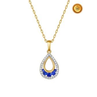TEARDROP NECKLACE IN BLUE SAPPHIRE AND DIAMONDS