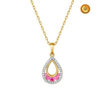 COLLAR LAGRIMA EN ZAFIRO ROSA Y DIAMANTES