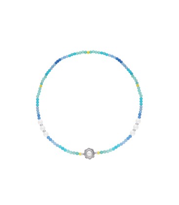 POP SEA COLOUR NECKLACE WITH GRADIENT STONES AND WHITE PEARLS