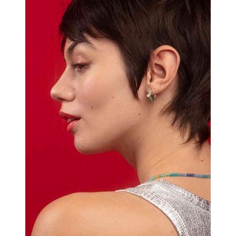 PENDIENTES DE ARO MINI TURQUESA COLO POP CON PERLA 4MM