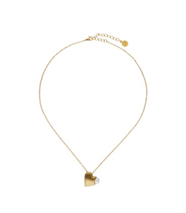 DOLCE CUORE PENDANT IN GOLD PLATED STEEL AND HEART WITH PEARL