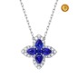 NECKLACE IN ROUND BLUE SAPPHIRE AND PEAR WITH DIAMONDS
