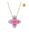 NECKLACE IN ROUND PINK SAPPHIRE AND PEAR WITH DIAMONDS