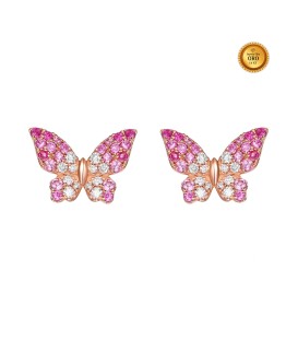 PENDIENTES MARIPOSA CON ZAFIROS ROSAS Y DIAMANTES