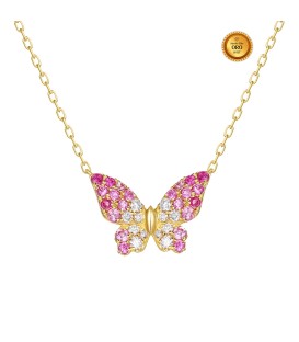 BUTTERFLY NECKLACE WITH PINK SAPPHIRES AND DIAMONDS