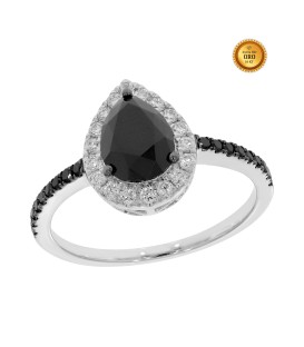 PEAR RING WITH BLACK DIAMONDS