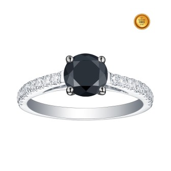 RING WITH BLACK DIAMOND AND WHITE DIAMONDS