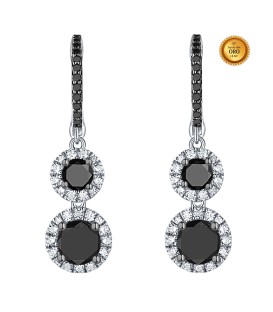 LONG EARRINGS WITH BLACK AND WHITE DIAMONDS